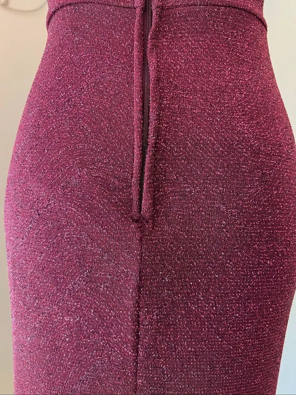 Windsor Burgundy Wine Keira Glitter Knit High Slit Formal Dress Size 1 / 2 - Picture 9 of 10